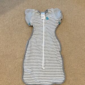 Love to Dream Gray and White Striped Sleep Sack